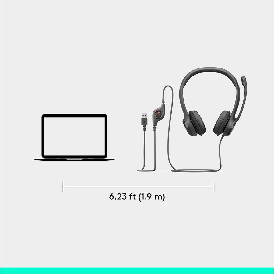 Logitech H390 Wired Headset for PC and Chromebook – Stereo USB Headphones with Noise-Canceling Microphone
