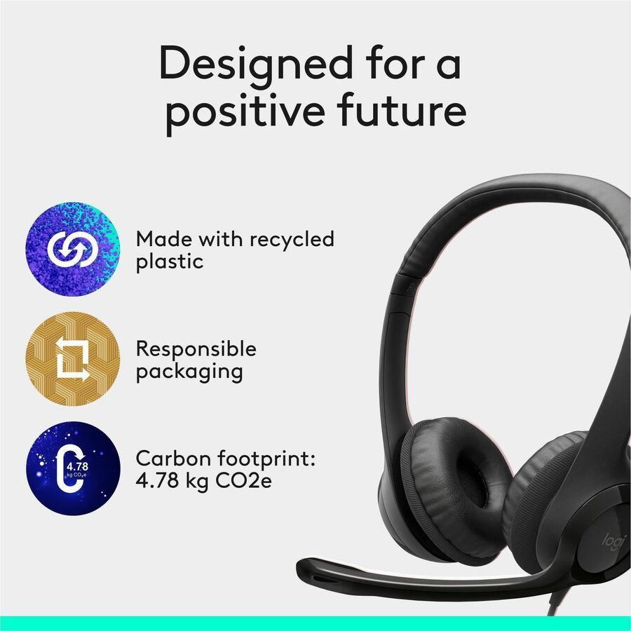 Logitech H390 Wired Headset for PC and Chromebook – Stereo USB Headphones with Noise-Canceling Microphone
