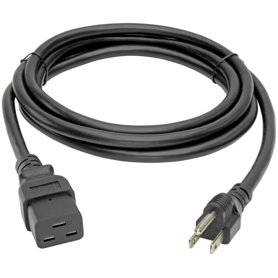 Tripp Lite P034-010 Heavy-Duty Power Cord – C19 to NEMA 5-15P, 10 ft, 14 AWG, 125V, Black