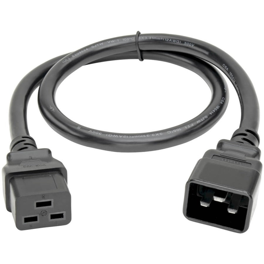 Tripp Lite P036-002 Heavy-Duty C19 to C20 Power Cord, 2 ft., 20A 250V, Black