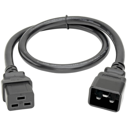 Tripp Lite P036-002 Heavy-Duty C19 to C20 Power Cord, 2 ft., 20A 250V, Black