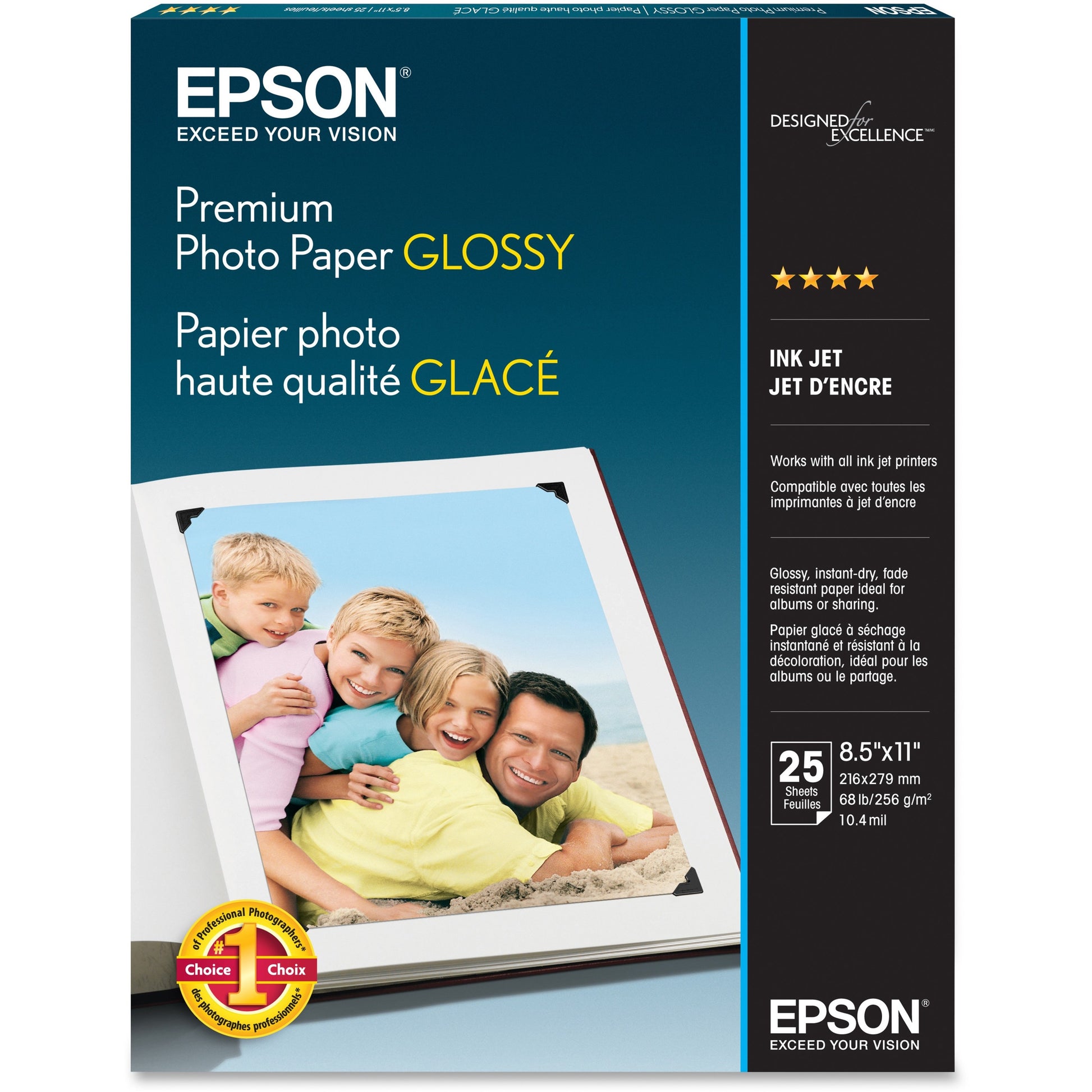Epson Premium Glossy Photo Paper - 8.5 x 11 Inches, 25 Sheets