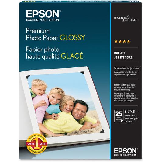 Epson Premium Glossy Photo Paper - 8.5 x 11 Inches, 25 Sheets
