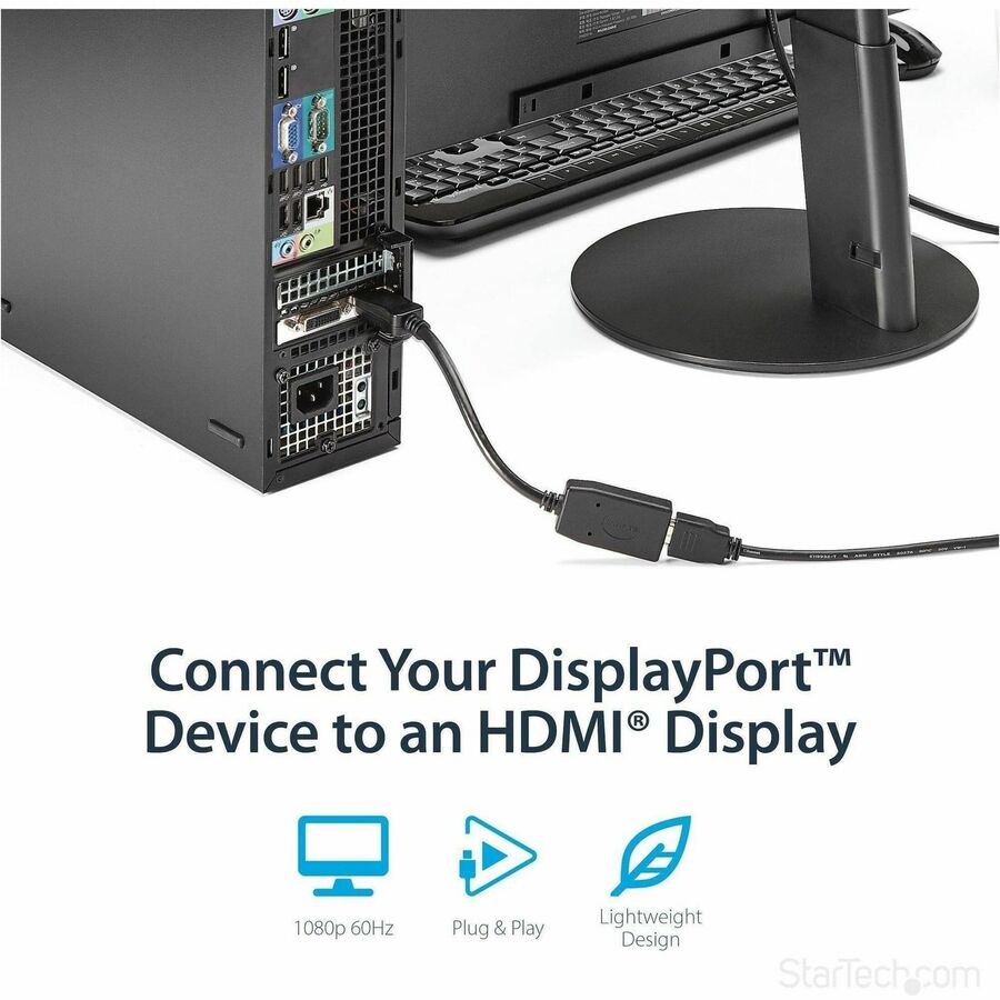StarTech.com DisplayPort to HDMI Adapter DP2HDMI for 1080p Video and Audio Pass-Through