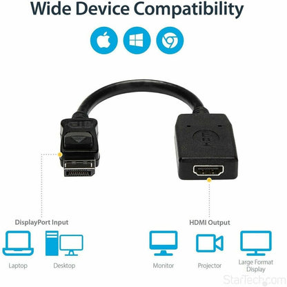 StarTech.com DisplayPort to HDMI Adapter DP2HDMI for 1080p Video and Audio Pass-Through