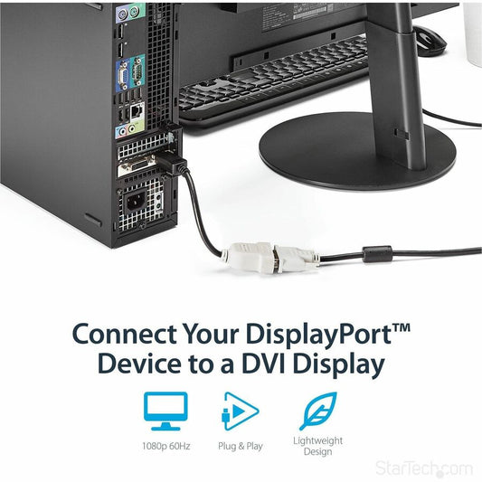 StarTech.com DisplayPort to DVI Adapter DP2DVI – 1080p DVI Video Converter Cable