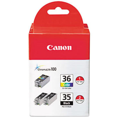 Canon CLI-36/PGi-35 Standard Yield Inkjet Cartridge 3-Pack – Black and Color for Canon PIXMA Printers