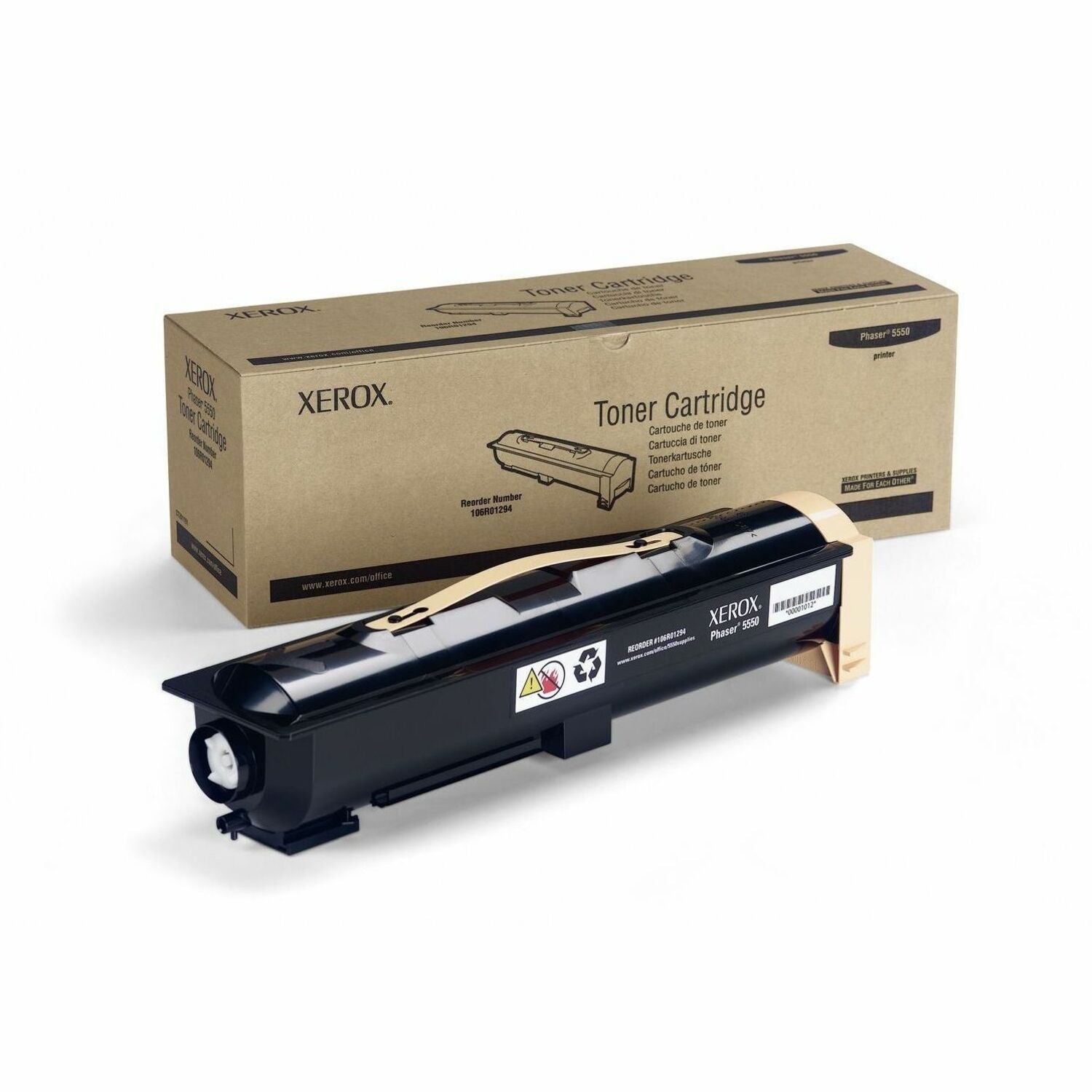 Xerox Genuine Phaser 5550 Toner Cartridge - Black, 35,000 Pages Yield, Part 106R01294