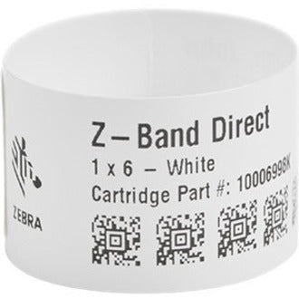 Zebra Z-Band Direct Thermal Polypropylene Wristband - 1.25 x 11 inches, Tamper-Evident, White
