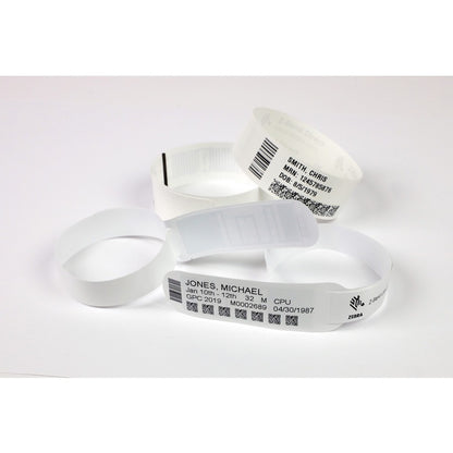 Zebra Z-Band Direct Thermal Polypropylene Wristband - 1.25 x 11 inches, Tamper-Evident, White