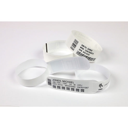 Zebra Z-Band Direct Thermal Polypropylene Wristband - 1.25 x 11 inches, Tamper-Evident, White