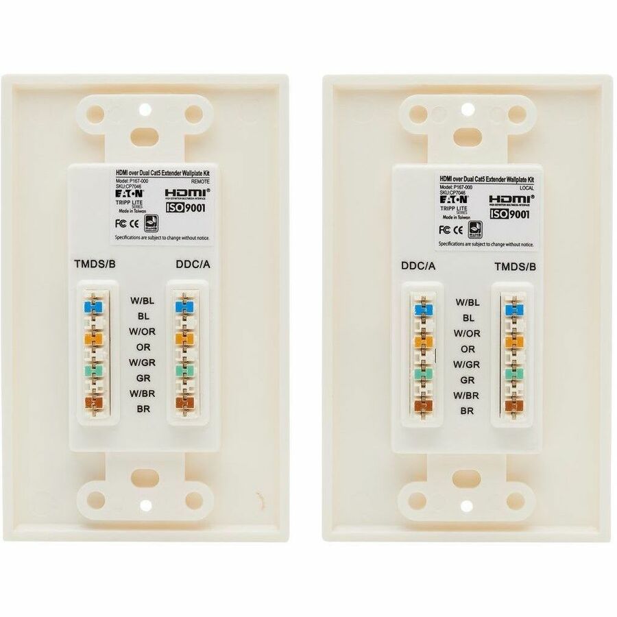 Eaton Tripp Lite Series HDMI Over Cat5/Cat6 Wall Plate Kit with Signal Regenerator and Extender