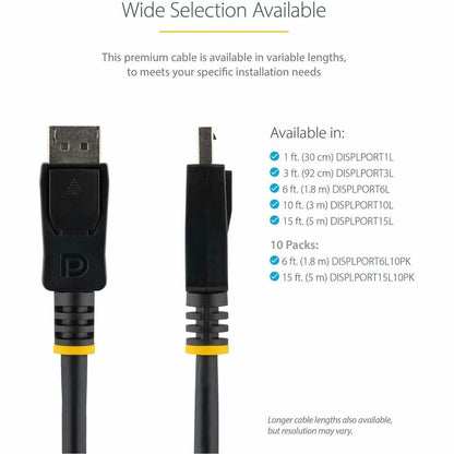StarTech.com 15ft DisplayPort 1.2 Cable with Latching Connectors for 4K UHD Monitors