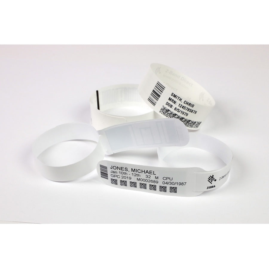 Zebra Z-Band Direct Wristband Cartridge Kit (White) – Polypropylene, 11 Inch Length, 3/4 Inch Width, Compatible with Zebra HC100 Printer