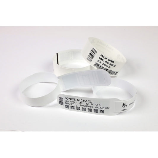 Zebra Z-Band Direct Wristband Cartridge Kit (White) – Polypropylene, 11 Inch Length, 3/4 Inch Width, Compatible with Zebra HC100 Printer