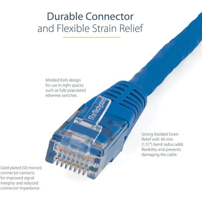 StarTech.com 2ft Blue Cat6 Ethernet Patch Cable - Gigabit UTP with Gold Connectors and PoE Support