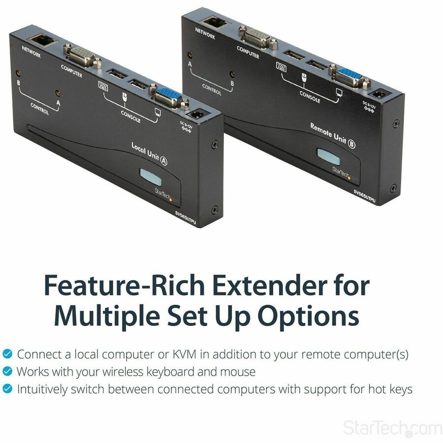 StarTech.com SV565UTPU USB VGA KVM Console Extender over CAT5 UTP – 500 ft