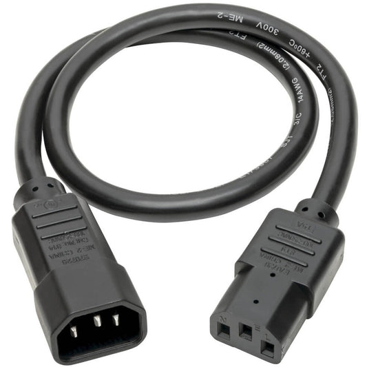 Eaton Tripp Lite Series Heavy-Duty C13 to C14 Power Cord – 15A, 250V, 14 AWG, 2 ft. Black