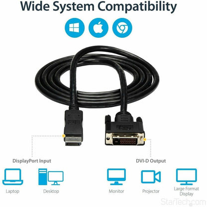 StarTech.com 6ft DisplayPort to DVI Cable (DP2DVIMM6) for High-Resolution Video Connections