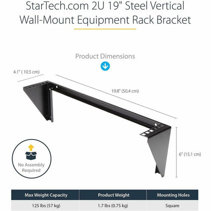StarTech.com 2U 19in Steel Vertical Wall Mount Equipment Rack Bracket RK219WALLV