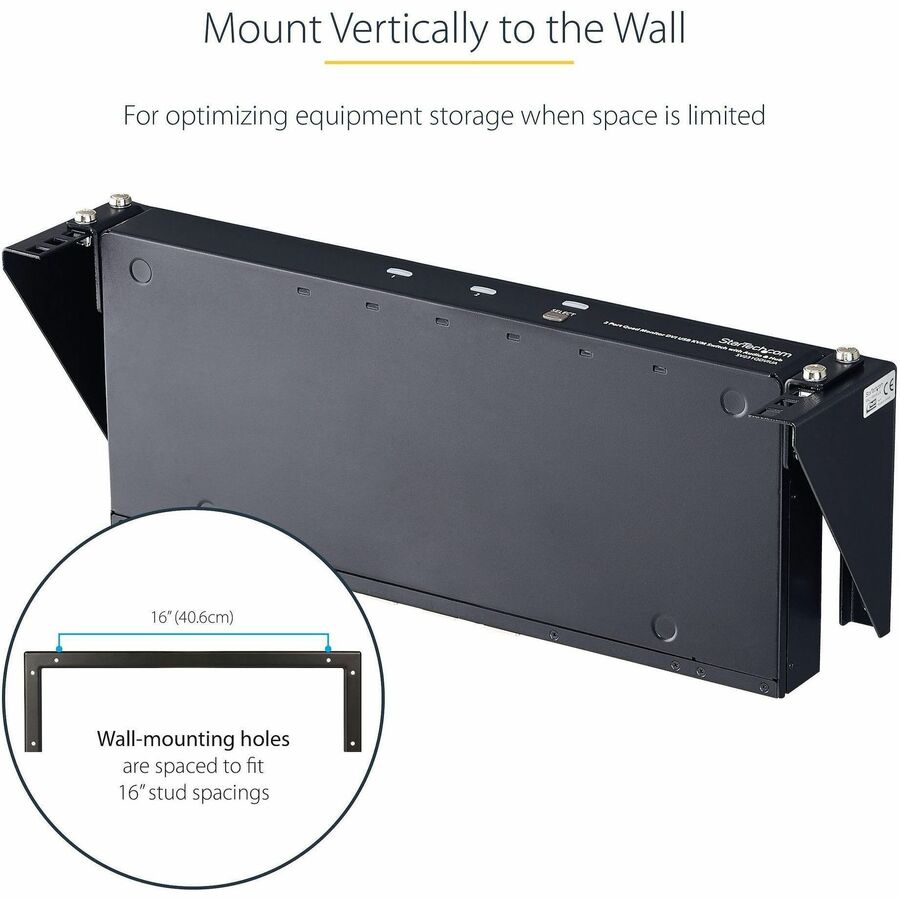 StarTech.com 2U 19in Steel Vertical Wall Mount Equipment Rack Bracket RK219WALLV