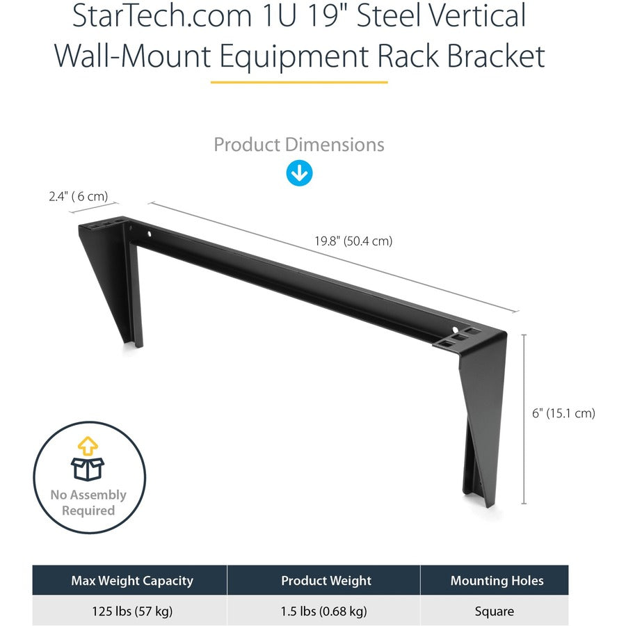 StarTech.com 1U 19-inch Steel Vertical Wall Mount Equipment Rack Bracket RK119WALLV