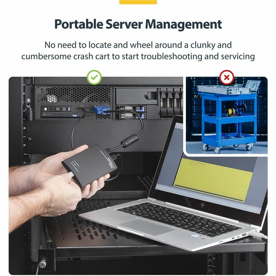 StarTech.com NOTECONS01 KVM Console to USB 2.0 Portable Laptop Crash Cart Adapter for Servers and Headless Devices