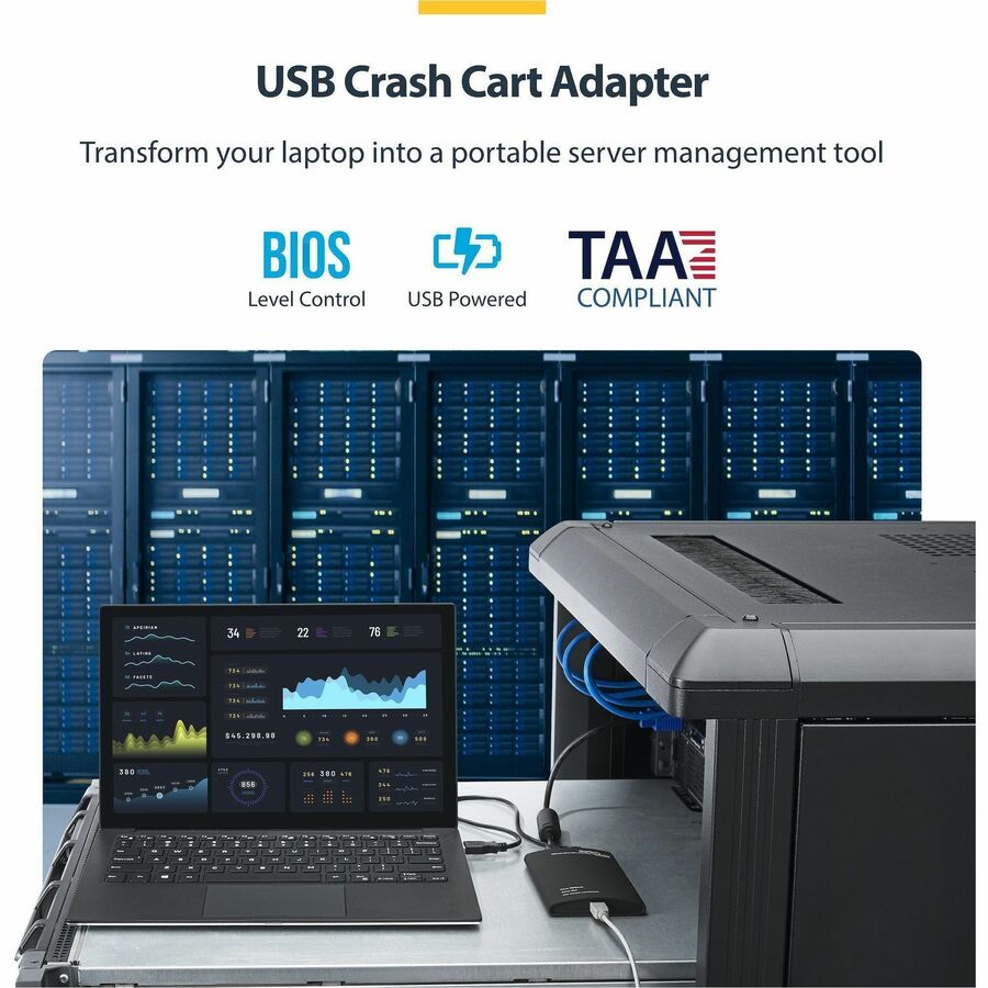 StarTech.com NOTECONS01 KVM Console to USB 2.0 Portable Laptop Crash Cart Adapter for Servers and Headless Devices