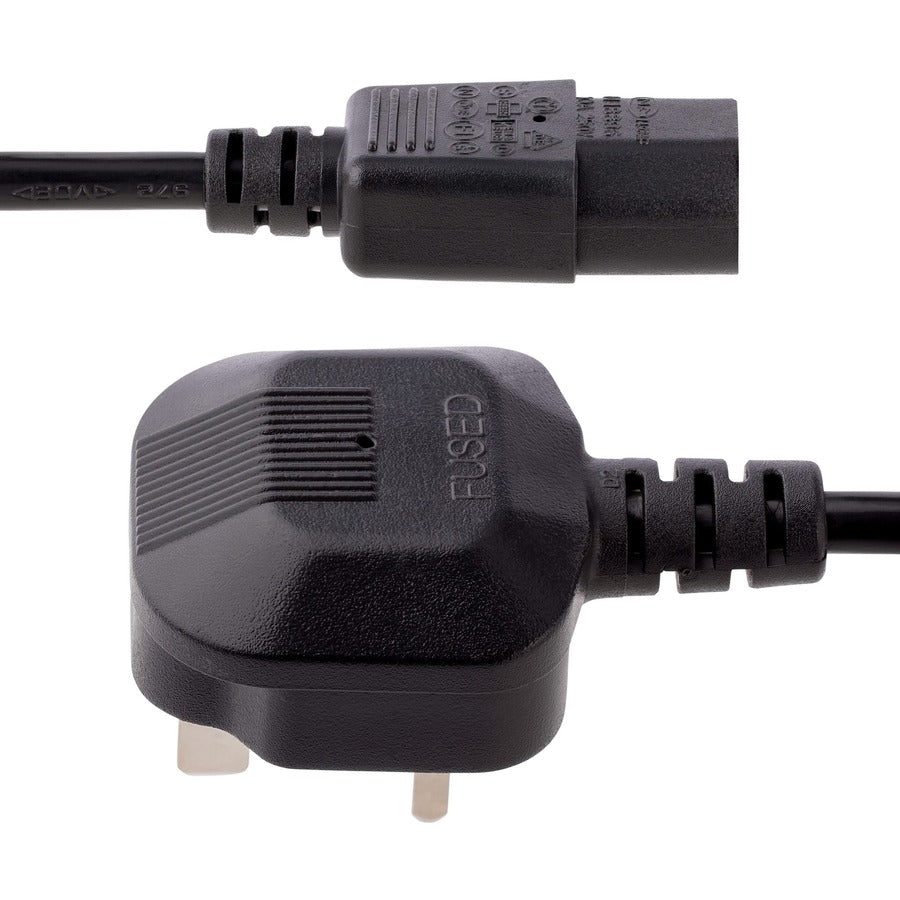 StarTech.com 6 ft UK Computer Power Cord PXT101UK – IEC C13 to BS 1363 Power Cable for Desktop, Printer, Monitor