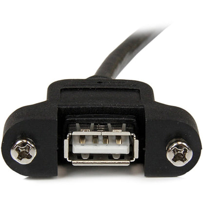 StarTech.com 1 ft Panel Mount USB Cable A to A - Female/Male Extension Cord