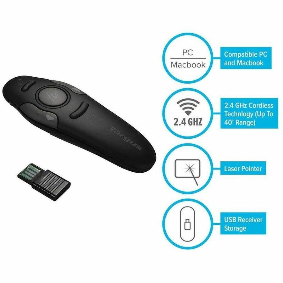 Targus AMP16US Wireless Presentation Pointer with Laser Pointer and 50-Foot Range
