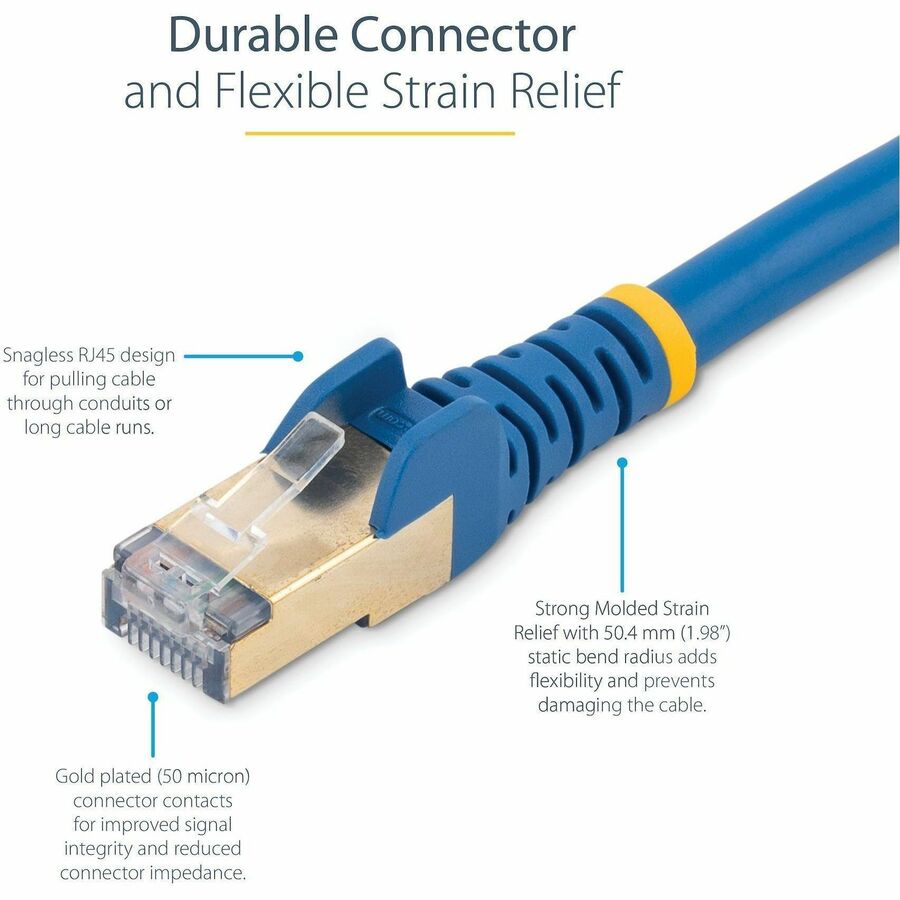 StarTech.com 14 ft CAT6a Ethernet Cable - Shielded Snagless 10Gbps PoE Patch Cord in Blue