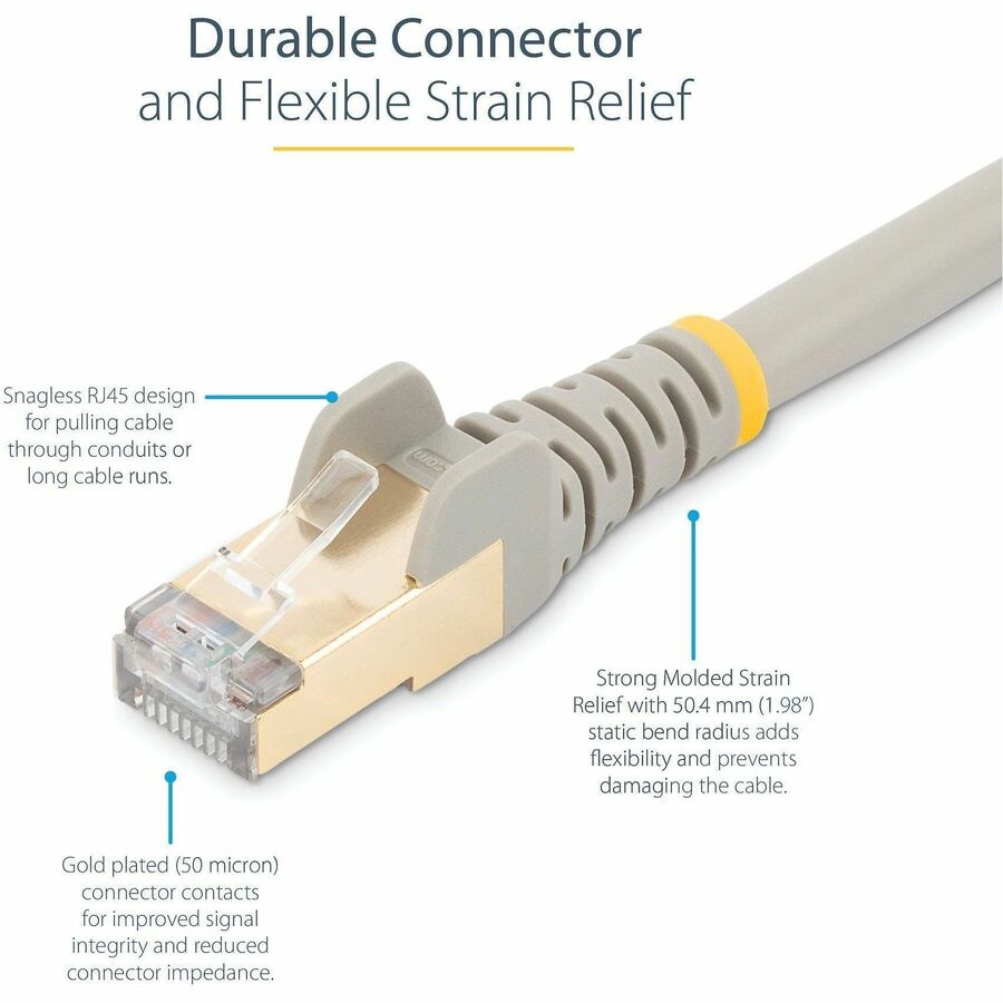 StarTech.com 3ft Cat6a Ethernet Cable - Shielded Snagless 10Gbps PoE Patch Cord, Gray, UL Certified