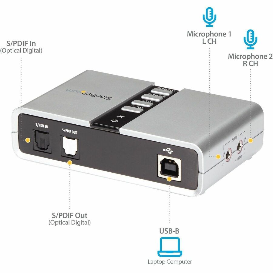 StarTech.com 7.1 USB External Sound Card and Audio Adapter - High-Quality 7.1 Channel Audio for PC and Laptop