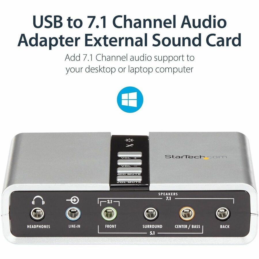 StarTech.com 7.1 USB External Sound Card and Audio Adapter - High-Quality 7.1 Channel Audio for PC and Laptop