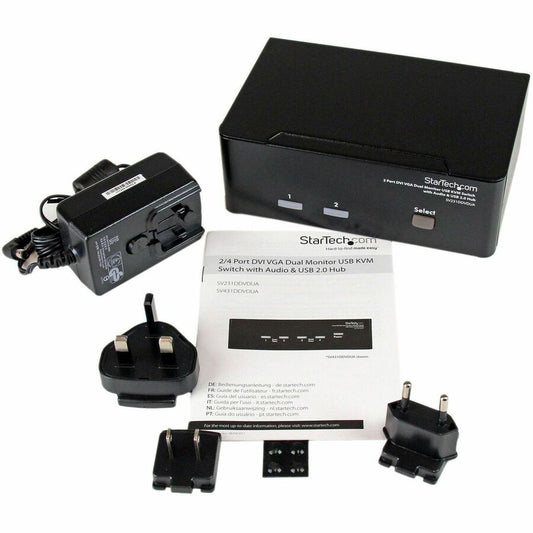 StarTech.com SV231DDVDUA 2-Port DVI VGA Dual Monitor KVM Switch with Audio and USB Hub