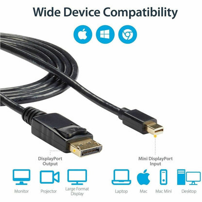 StarTech.com 6 ft Mini DisplayPort to DisplayPort 1.2 Cable M/M for 4K UHD Monitors and Professional Workstations