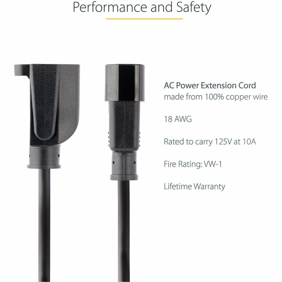 StarTech.com 1 ft Computer Power Cord IEC 320 C14 to NEMA 5-15R for North American Devices
