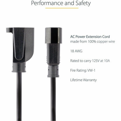 StarTech.com 1 ft Computer Power Cord IEC 320 C14 to NEMA 5-15R for North American Devices