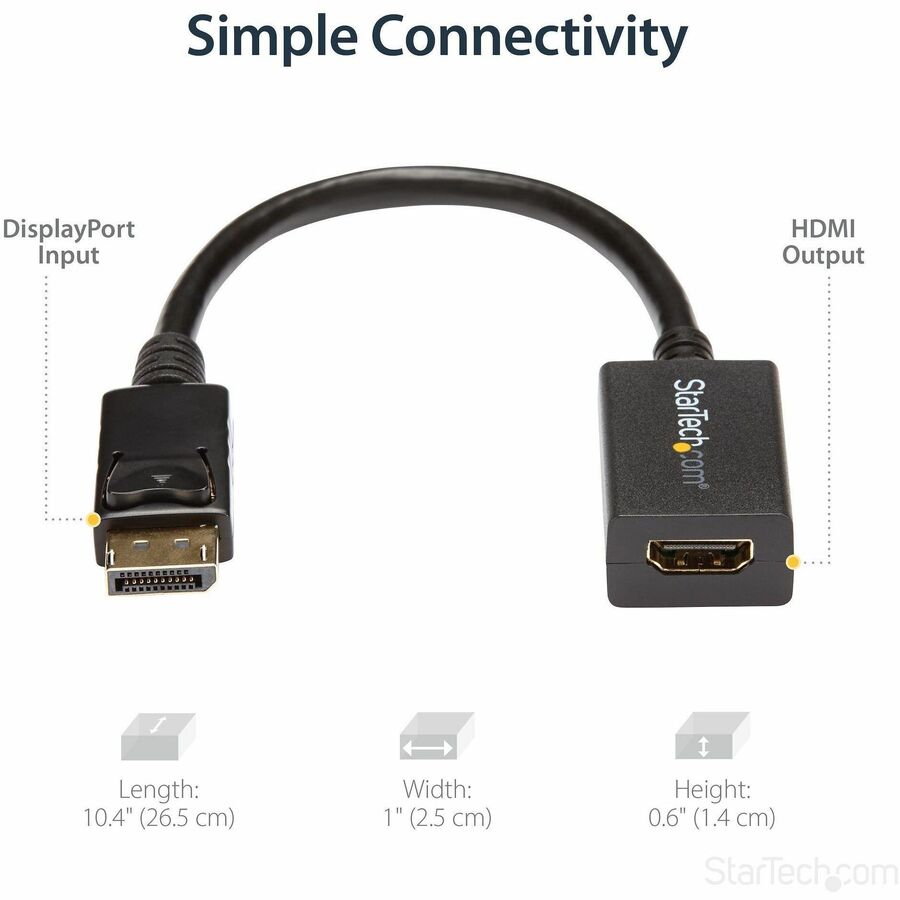 StarTech.com DisplayPort to HDMI Adapter DP2HDMI2 - 1080p Video Converter with Latching Connector