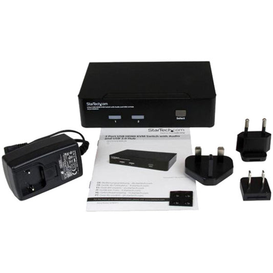 StarTech.com 2-Port USB HDMI KVM Switch with Audio and USB 2.0 Hub (SV231HDMIUA)