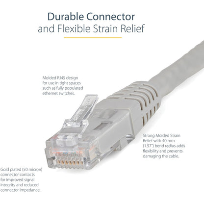 StarTech.com 10ft Gray Cat6 Ethernet Patch Cable - Gigabit Network Connection with PoE Support