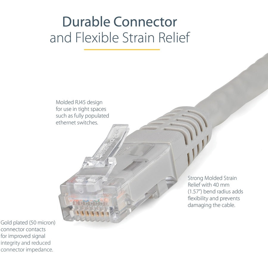 StarTech.com 25ft Gray Cat6 Ethernet Patch Cable - Gigabit Speed, PoE Support, UL Certified