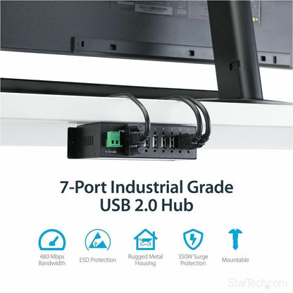 StarTech.com Mountable Rugged Industrial 7 Port USB 2.0 Hub with Surge and ESD Protection