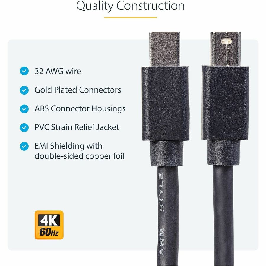 StarTech.com 6ft Mini DisplayPort 1.2 Cable for 4K Ultra HD Monitors