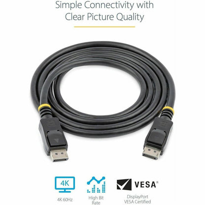 StarTech.com 3 ft DisplayPort 1.2 Cable - 4K UHD, Latching Male to Male, VESA Certified