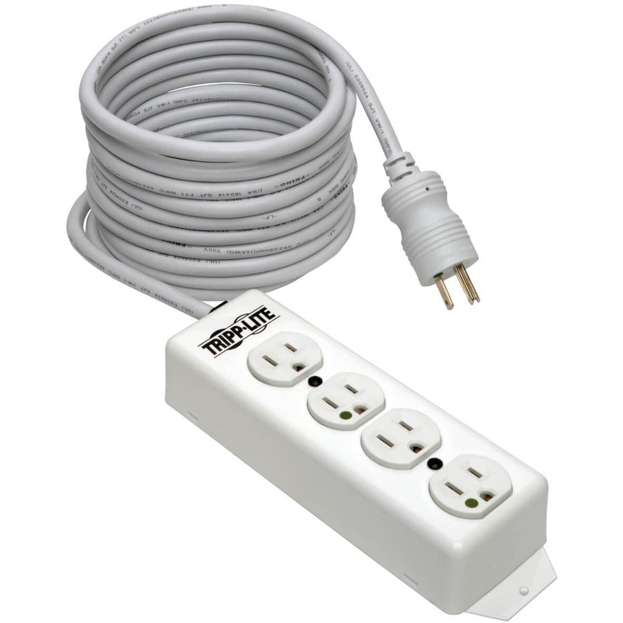 Eaton Tripp Lite Series Safe-IT Medical-Grade Power Strip with 4 Hospital-Grade Outlets and Antimicrobial Coating, 120V AC, 15 ft Cord