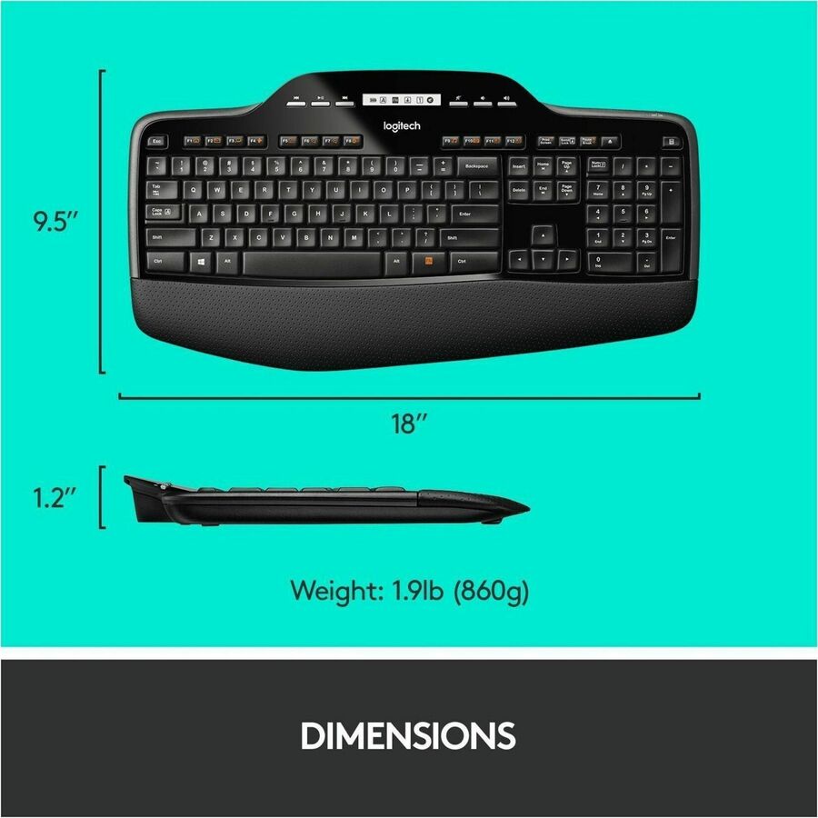Logitech MK710 Wireless Keyboard and Mouse Combo for Windows – 2.4 GHz RF Connectivity with Long Battery Life
