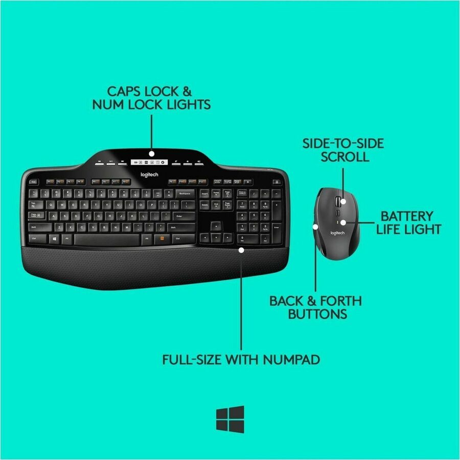 Logitech MK710 Wireless Keyboard and Mouse Combo for Windows – 2.4 GHz RF Connectivity with Long Battery Life