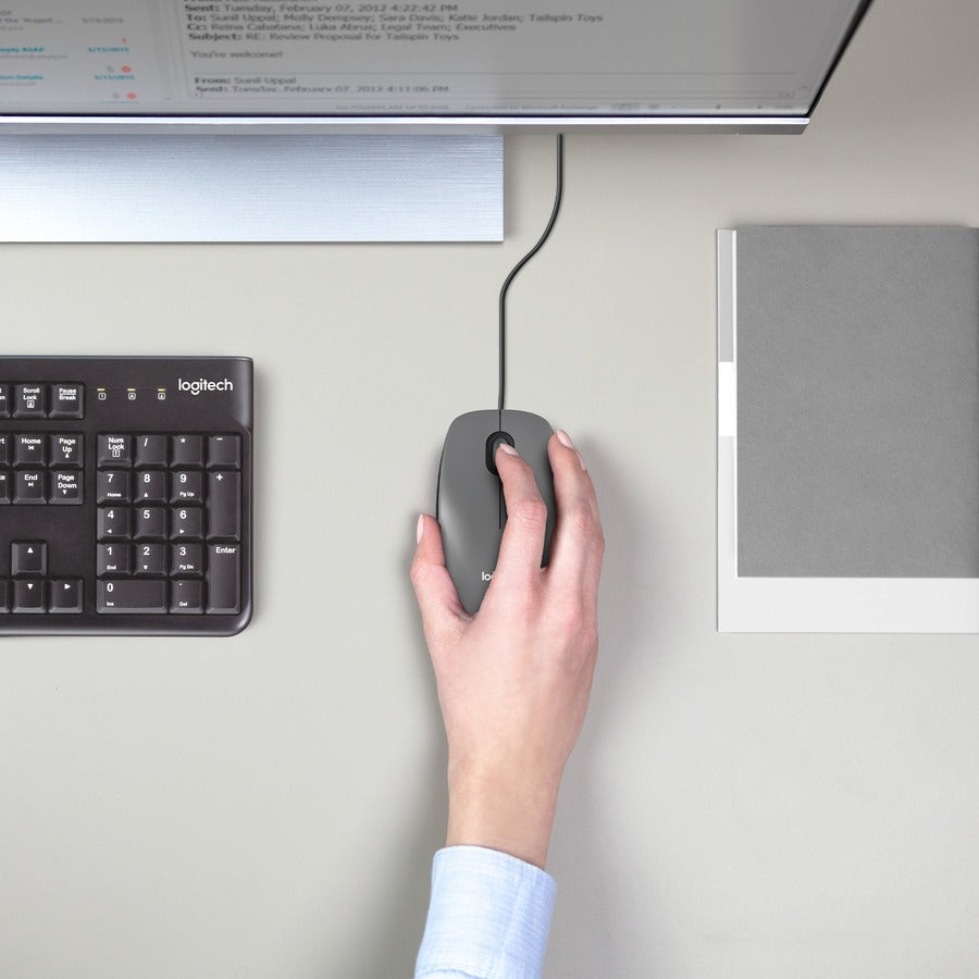 Logitech M100 Wired USB Mouse - 3-Button, 1000 DPI Optical Tracking, Ambidextrous Design, Compatible with PC and Mac